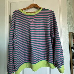 Striped Pink and Green Women's Sweatshirt